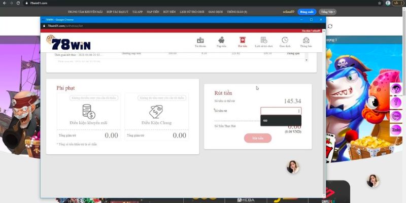 Nạp và rút tiền nhà cái 78win
